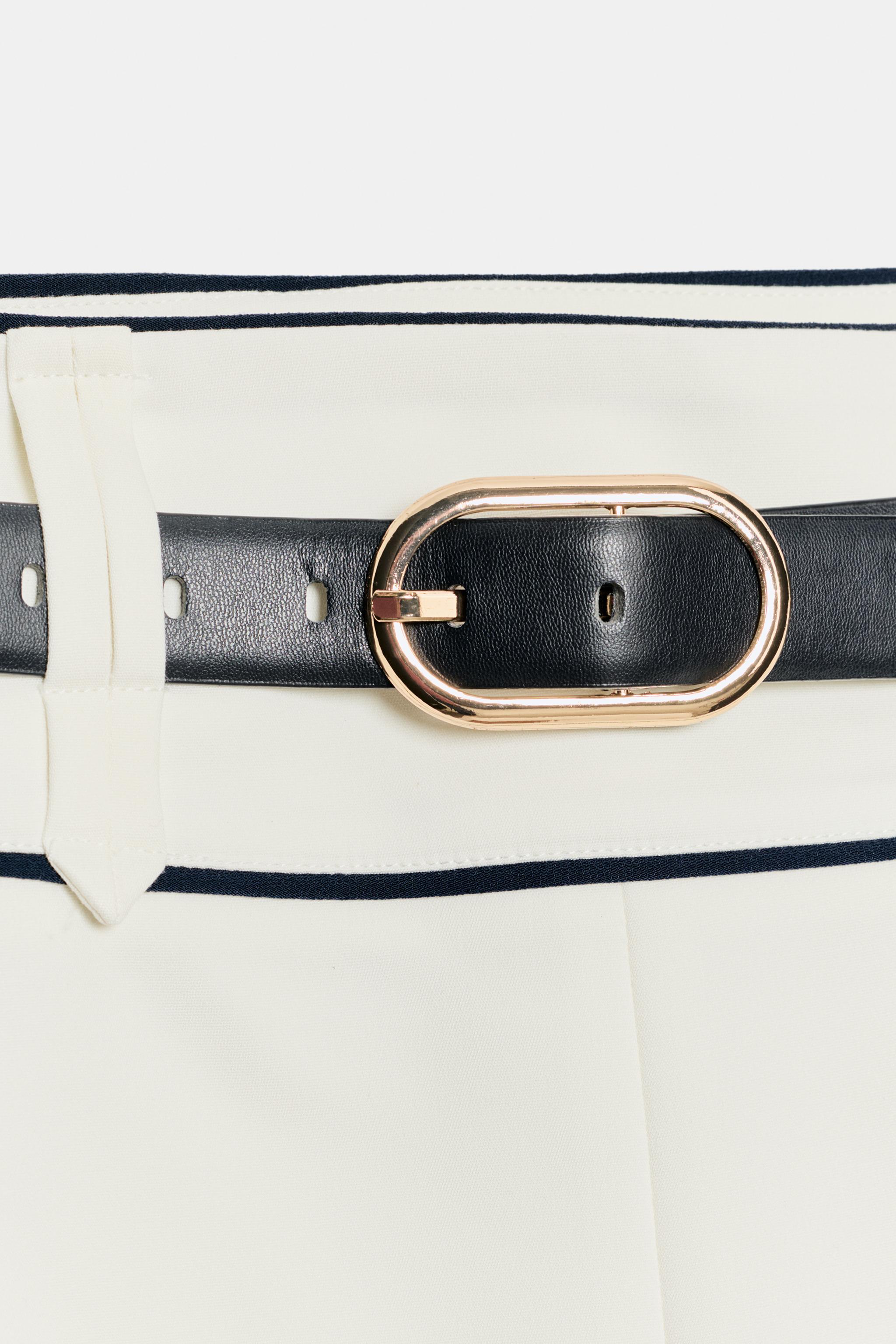 CONTRAST TRIM BELTED MIDI SKIRT